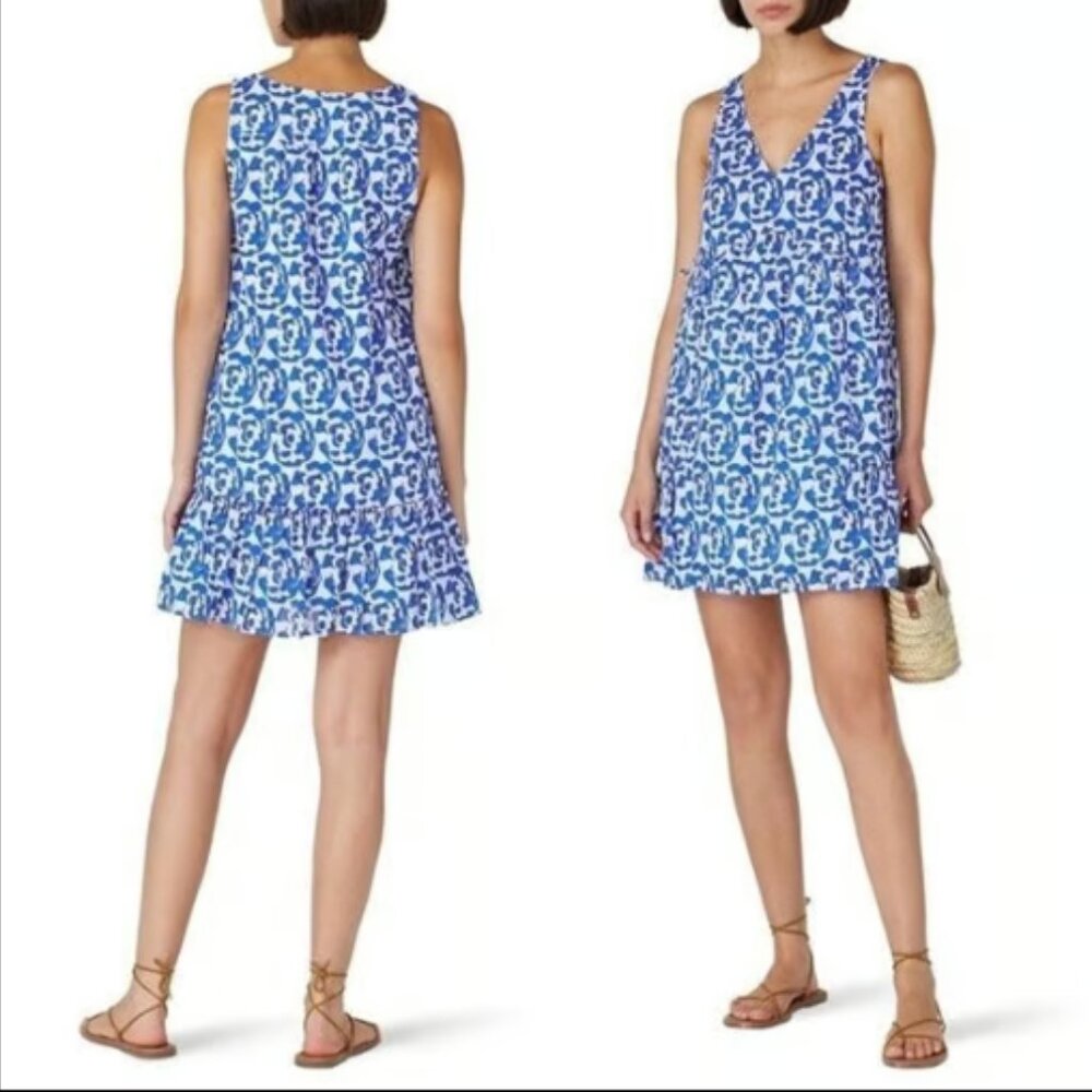 Thakoon Collective Women's Blue Floral Rose Coquette Feminine Boho Dress Size 2